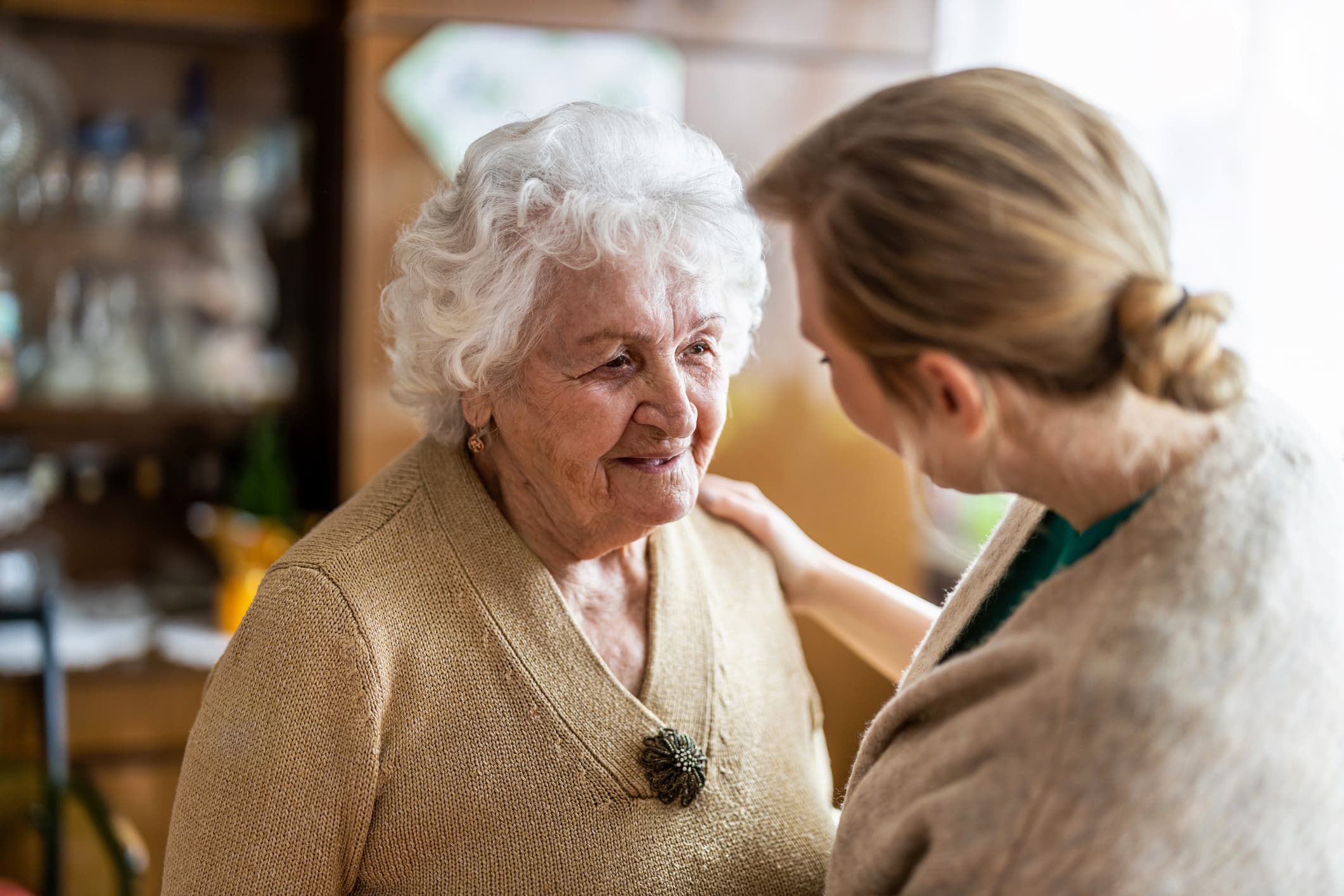 Caregiver assisting elderly client in Boise