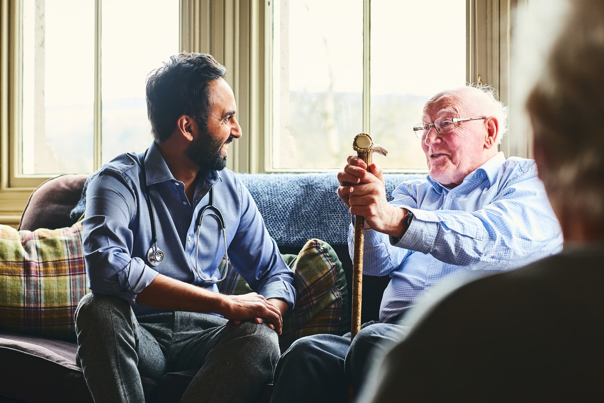 Elderly person receiving care